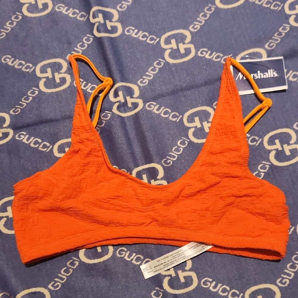 PP Beach Orange Textured Bikini Top